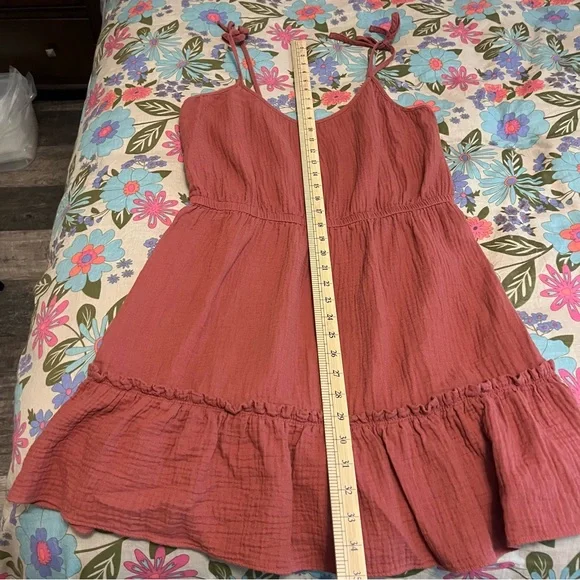 UpWest Terracotta mini sun dress adj tie shoulders boho summer beach size M - Picture 6 of 6
